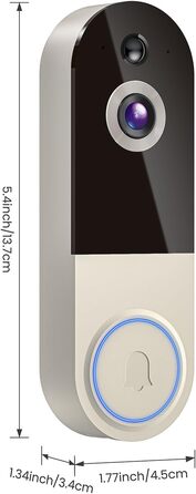 Відеодзвінок бездротовий 1080P з AI-розпізнаванням, нічне бачення, 2-сторонній аудіо, на батарейках, хмарне сховище, Wi-Fi 2.4 ГГц, для внутрішнього та зовнішнього використання