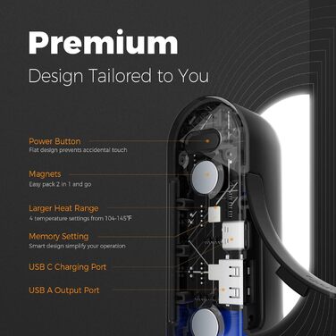 Електричний грієчка OCOOPA MagTwins UT2s, 10000 mAh, 4 режими нагріву, USB Power Bank, 2 шт.