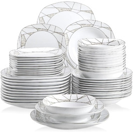 Сервіз для їдальні серії Серена з порцеляни з 48 предметів / Набір посуду beinhatlet Миски для пластівців, десертні тарілки, обідні тарілки