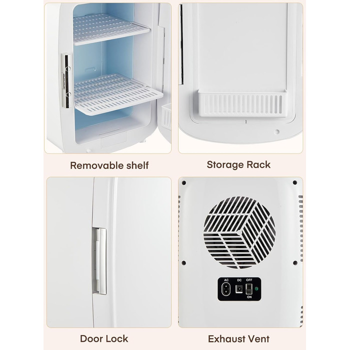 Міні холодильник FOHERE 10 л (12 банок), білий: для косметики, напоїв, авто, офісу