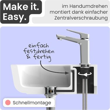 Змішувач для ванної кімнати Instmaier Amelie, хром, з одним важелем, з міді, для умивальника