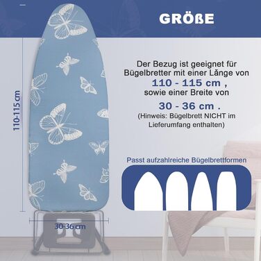 Чохол для прасувальної дошки з товстим шаром підкладки 120x40, 125x45, з еластичною стрічкою по краю, липучками, сумісний з прасувальними столами, ідеальний для парових станцій