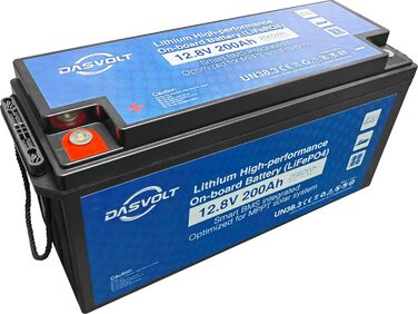 Акумулятор DASVOLT 12V 2560Wh LiFePO4 з BMS для автофургону, домашнього резервування, сонячної енергії, автономної мережі, морського транспорту (100 Ач)