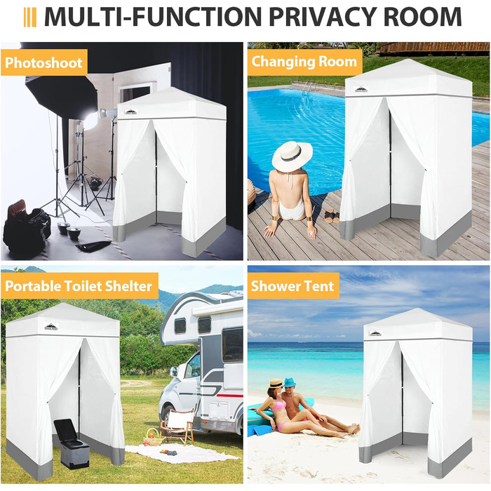 Розкладана переодягальня EAGLE PEAK Flex Ultra Compact - 1.2x1.2 м, біла. Ідеально для басейну, фотосесій та кемпінгу