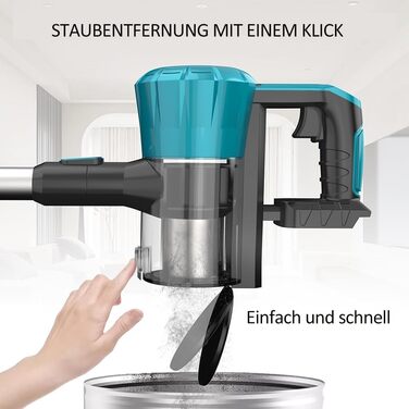 Акумуляторний пилосос, заміна для Makita 18V, 2 x 5.5AH акумулятори, 15000Pa, LED, 1.5L контейнер, для твердих поверхонь, килимів та шерсті тварин