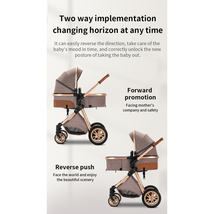 Дитяча коляска Glokid 3 в 1, комбінована коляска з подорожним системним набором, москітна сітка, дощовик, футм'юк, складна, положення для лежання, висока шасі (LV9 Рожевий)