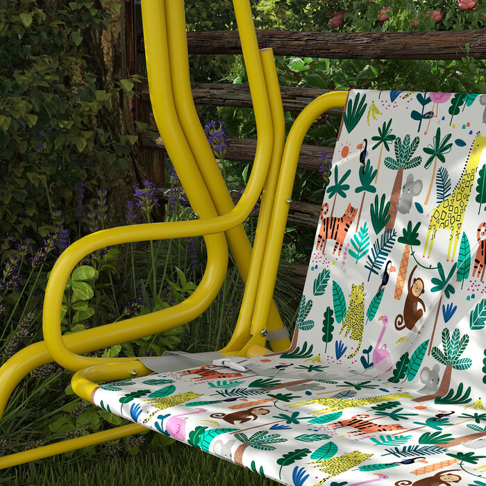 Дитяча гойдалка-шезлонг на 2 місця з регульованим сонцезахистом та ременем безпеки для дітей 3-6 років вагою до 60 кг, розміром 112x75x120 см, колір - зелений