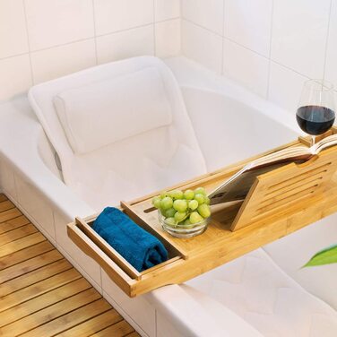 Набір для ванни Navaris: килимок та подушка для ванни - 125x42 см, білий