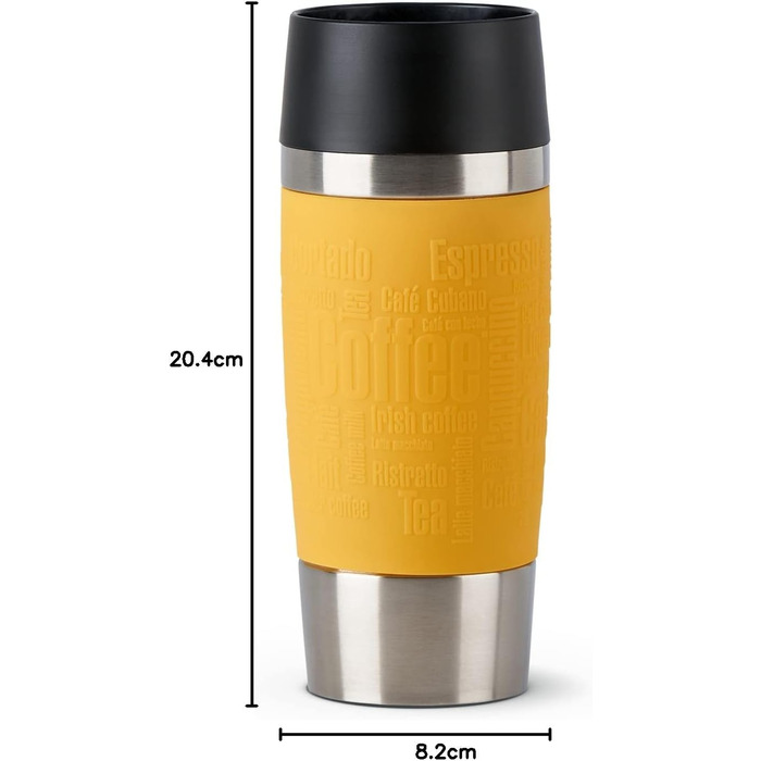 Термокружка Emsa Travel Mug Classic 360 ml, жовта, з рукавом, Quick-Press, 360° відкриття