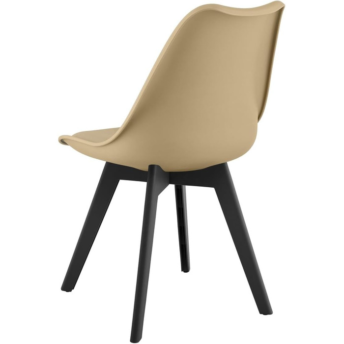 Обідні стільці - Чорні, з м'яким сидінням з екошкіри, поліпропіленові ніжки, сучасний дизайн, набір 4 шт.