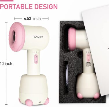 Бездротовий фен для немовлят, міні-фен для дітей, акумуляторний дитячий фен для чутливої шкіри з 3 швидкостями, підходить для 0-3 роки (Рожевий) Donut Рожевий