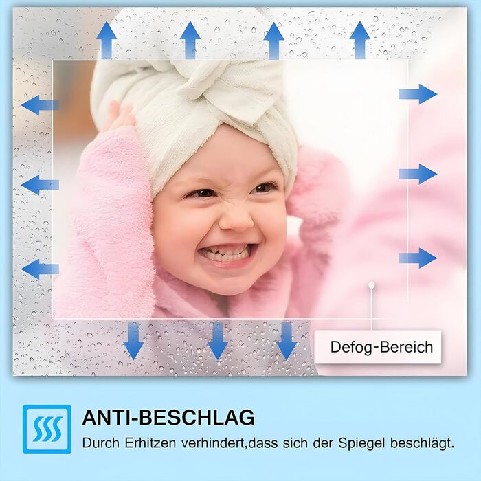 Дзеркало для ванної кімнати Badspiegel 120x70 см з підсвічуванням LED, сенсорне керування, антизапітніння, регулювання яскравості, біле світло (60x80 см)