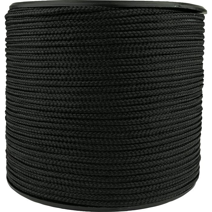 Рулон парашутного шнура Web-tex - товщина 3 мм - Довжина 100 м (Чорний)