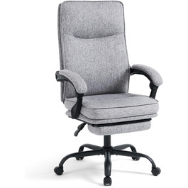 Ергономічне крісло для офісу: офісне крісло, крісло для начальника, комп'ютерне крісло з підніжкою та регульованою спинкою 90-135° для дому/офісу, сіре, тканина, 150 кг