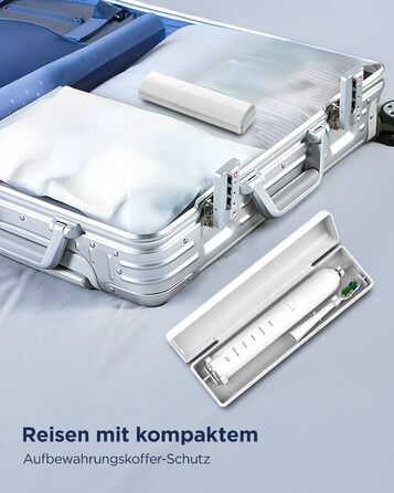 Електрична звукова зубна щітка для дорослих та дітей, 5 режимів чищення, 3 рівні інтенсивності, таймер, 8 насадок, кейс для подорожей, біла (1 шт.)