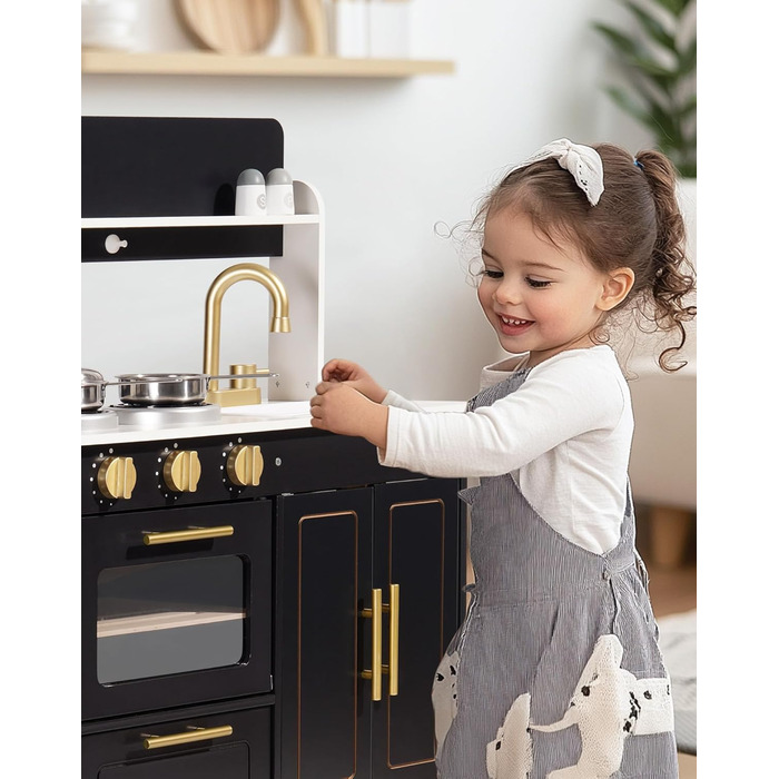 Дерев'яна дитяча кухня ROBUD з аксесуарами, сучасний стиль мармур, реалістичний дизайн, подарунок для дітей від 3 років