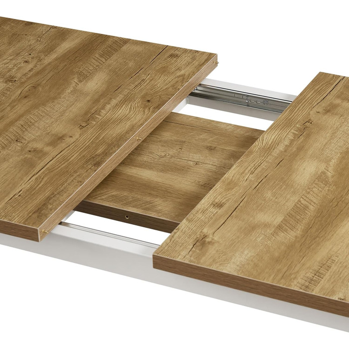Розсувний обідній стіл B&D LARS 120-160 x 80 см для кухні, 4-6 осіб, стиль Industrial Modern, колір дикий дуб, чорне металеве підстав'я, 11202-XS-EIWL
