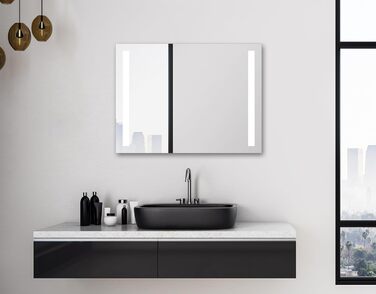 Дзеркало для ванної кімнати Talos Light LED 80x60 см з підсвічуванням, нейтральним білим світлом та алюмінієвою рамою