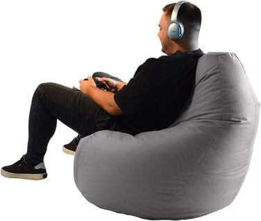 ОГОЛОШЕННЯ. CON Outdoor & Indoor Beanbag Gamer з ЕКО наповненням Puff Relax Крісло Подушка для сидіння Підлогова подушка Крісло-мішок 225 л сірий
