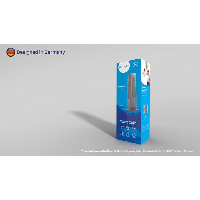 Обігрівач та вентилятор 2-в-1 Clean Air Optima CA-904G Smart: Цифровий термостат, осциляція 80°, для приміщень до 40 м², сірий