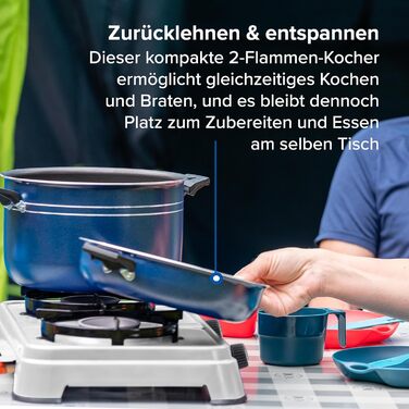 Газовий намет Campingaz Camping Cook CV - 2 конфорки, сірий, для кемпінгу, працює на картриджах