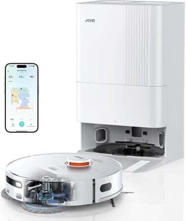 Робот-пилосос JONR T5 Pro з функцією миття, 8150Pa потужність всмоктування, сушка гарячим повітрям, антизаплутана бокова щітка, уникнення перешкод, LiDAR-навігація, док-станція All-in-One