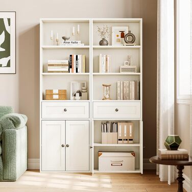 Стелаж Coleshome з дверцятами та шухлядами: 5 полиць, 48x24x164.2 см, білий
