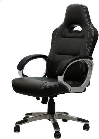 Ігрове крісло, ігрове крісло, ергономічне крісло для конференцій, робочий стіл, стілець зі спинкою, функцією гойдання, регулюванням по висоті, (чорний)