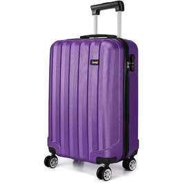 KONO Легкий ручний багаж, 55 x 35 x 20 см, жорсткий корпус, ABS, 4 колеса, ручна поклажа, валіза (фіолетовий)