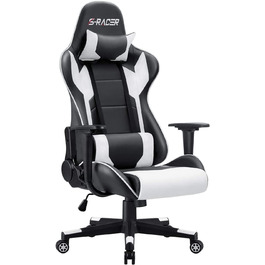 Ігрове крісло ергономічний стілець для геймера комп'ютерний стілець гоночний комп'ютерний стілець регульований по висоті робочий стіл стілець, білий