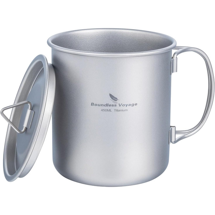 iBasingo Titan Becher: туристичний посуд, термокружка, чашка для кемпінгу з кришкою та складним ручками (200-750 мл)