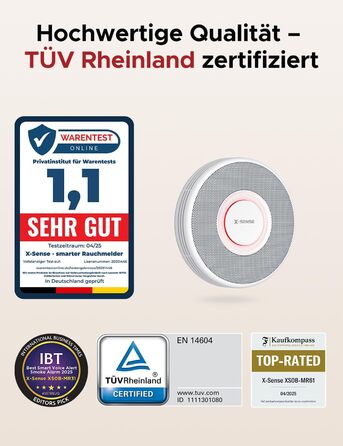 X-Sense Детектор диму з Wi-Fi, голосовим оповіщенням та 17 зонами, 33 мм, 12 шт. (з базовою станцією) XS0B-MR121, для дому