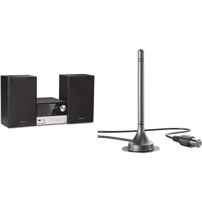 Мікросистема Grundig CMS 1050 DAB BT, CD/MP3, USB, чорний/сріблястий, 30 Вт, в т.ч. антена DVB-T2 HD