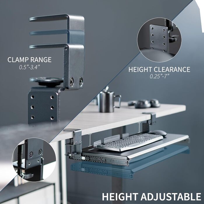 Підставка для клавіатури VIVO MOUNT-KB05HB, регульована висота, чорна