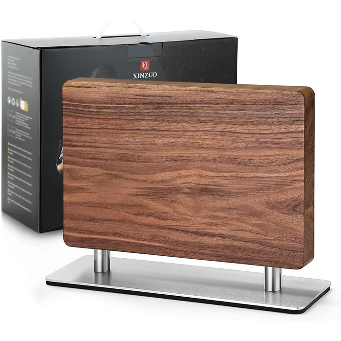 Блок для ножів XINZUO з волоського горіха, магнітний, двосторонній - тримач для ножів без ножів, для кухні, легко миється, з подарунковою коробкою