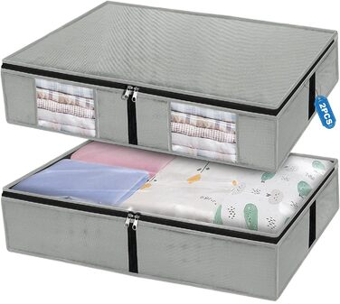 Складні сумки під ліжком VERONLY 2 ковдри, одяг, ковдри, сумка для зберігання, дихаючий органайзер на блискавці для спальні з прозорим вікном і 4 ручками