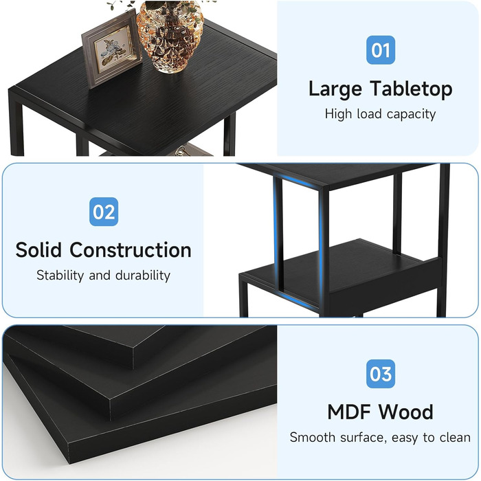 Підставка для принтера CAIYUN з колесами, 3 рівня, чорна, 30x44x65 см