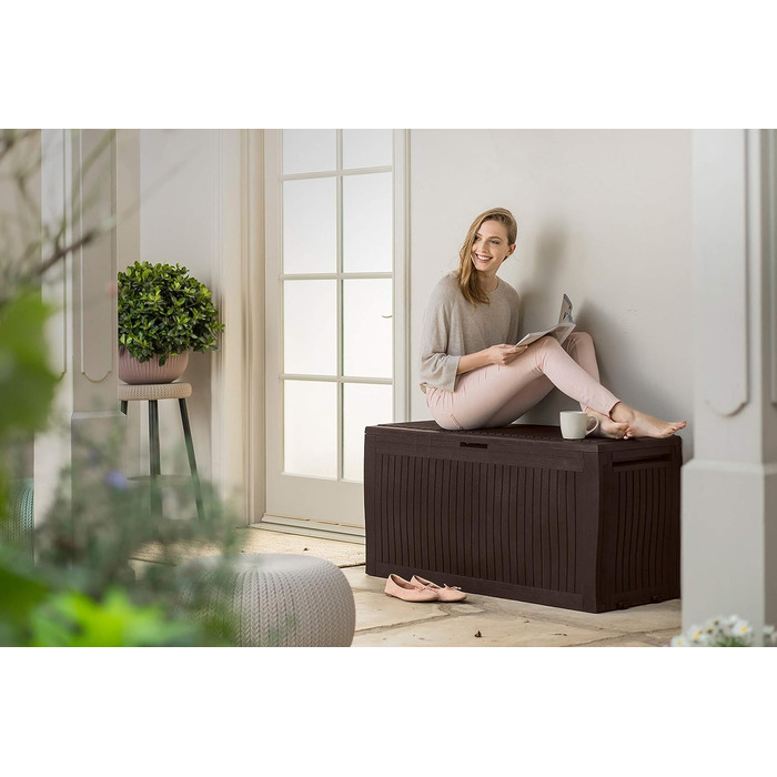 Водонепроникний ящик для подушок Koll Living 270л з вентиляцією, дерев'яний дизайн, витримує до 250 кг