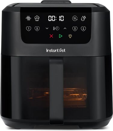 Фритюрниця повітряна Instant Pot Vortex Compact Trüffel Grau 5 л з сіткою, сімейна, 4-в-1 (смаження, сушка, випічка, підігрів), антипригарне покриття, легко миється, придатна для миття в посудомийній машині, колір: сірий
