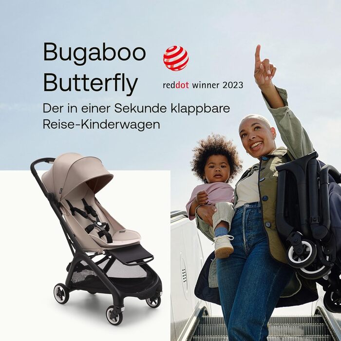 Bugaboo Butterfly: ультракомпактна коляска для подорожей, легка та зручна, складається однією рукою, для дітей від 6 місяців, з великим багажником (Desert Taupe)