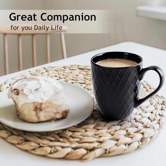 Набір кавових чашок Miamio Palmanova (6 шт., 400 мл) – чорний матовий керамічний набір