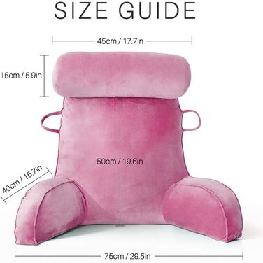 Подушка для читання Mingfuxin для ліжка, дивана, підлоги з регульованою підтримкою шиї та спини (Рожева)