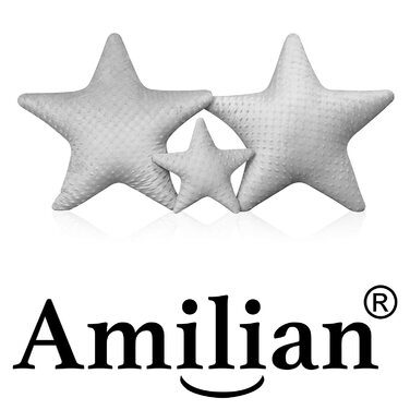 Набір подушок Amilian 3 x декоративна подушка у вигляді зоряної Хмари, декоративна подушка у вигляді зірочок для дитячої кімнати, дитяча декоративна подушка з начинкою для спальні, дивана, дитячого ліжечка для дівчаток і хлопчиків (сірий)