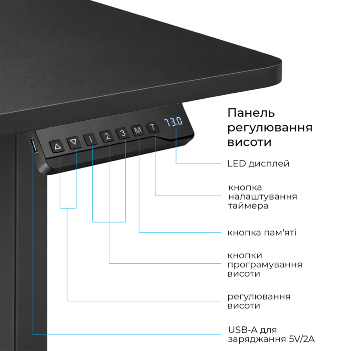 Комп’ютерний стіл з електрорегулюванням висоти OfficePro ODE1880B