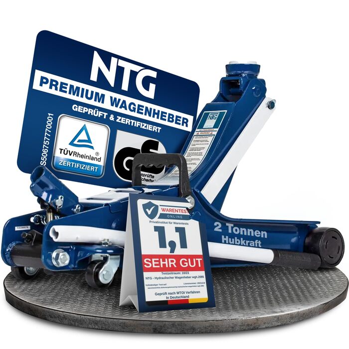 Гідравлічний домкрат NTG 2T для легкових авто та занижених транспортних засобів, 85-375 мм, вантажопідйомність 2000 кг