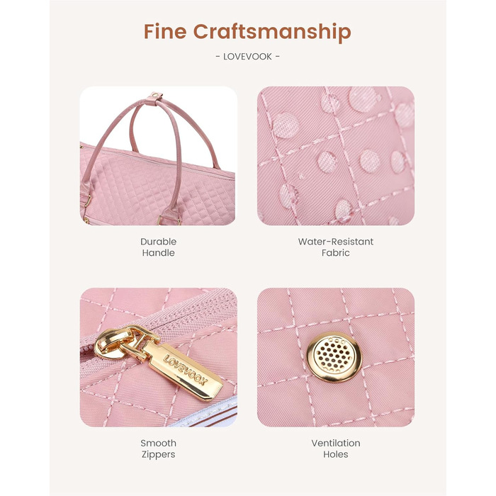 Сумка-органайзер для одягу LOVEVOOK для жінок, 53L, рожева: валіза, дорожня сумка, органайзер для взуття, набір 2 шт.