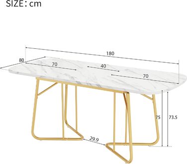 Розсувний обідній стіл Merax, овальний з імітацією мармуру, 140/180 x 80 см, на 4-6 осіб, мармур+золото