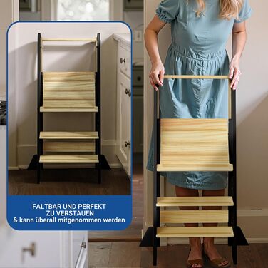 COSYLAND Монтессорі навчальний столик-сходинка для дітей від 1 року, регульована висота, складаний | Навчальний столик-сходинка для кухні | Темно-сірий-натуральний | COSYLAND