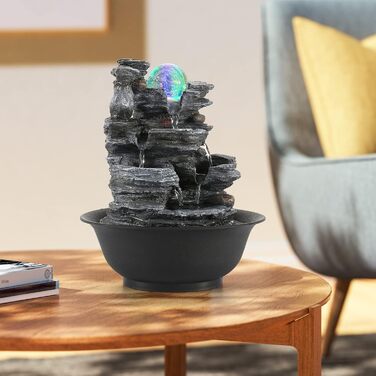 Кімнатний фонтан Dyna-Living з роликовою кулею, LED-підсвічуванням, полірезин, стиль 