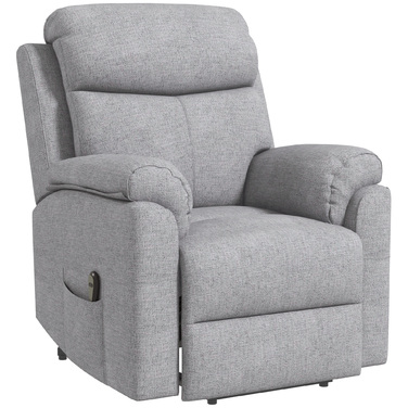 Реклайнер для телевізора HOMCOM Recliner Electric з допоміжним засобом стоячи, 5 режимів масажу, функція відкидання, масажне крісло з підніжкою, білизняний вигляд, бічна кишеня та пульт дистанційного керування, для вітальні, сірий | Аосом